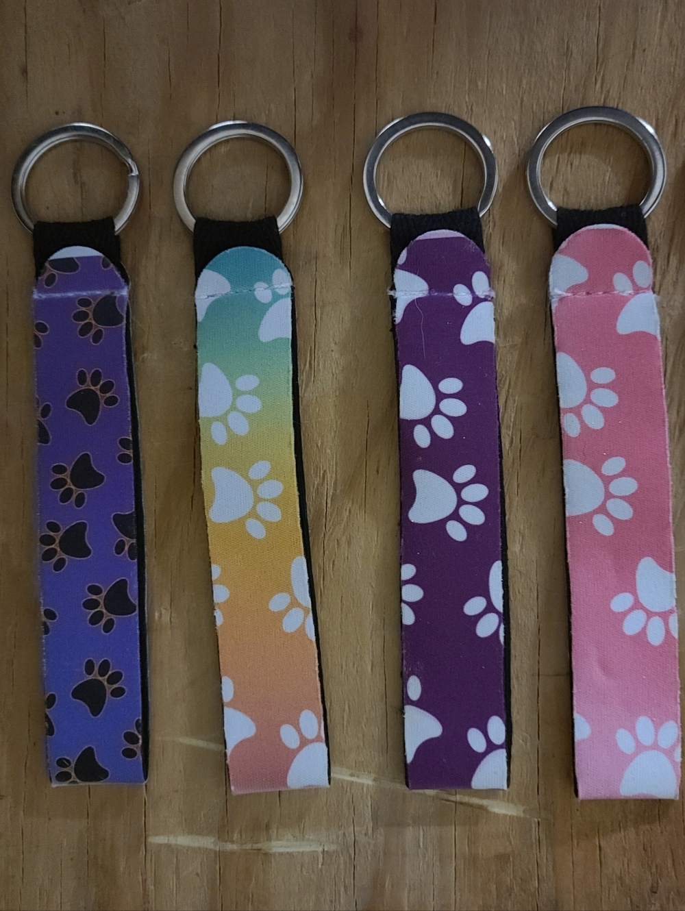 Paw Print Key  Chain  Strap - Purple, Rainbow, Plum, Pink